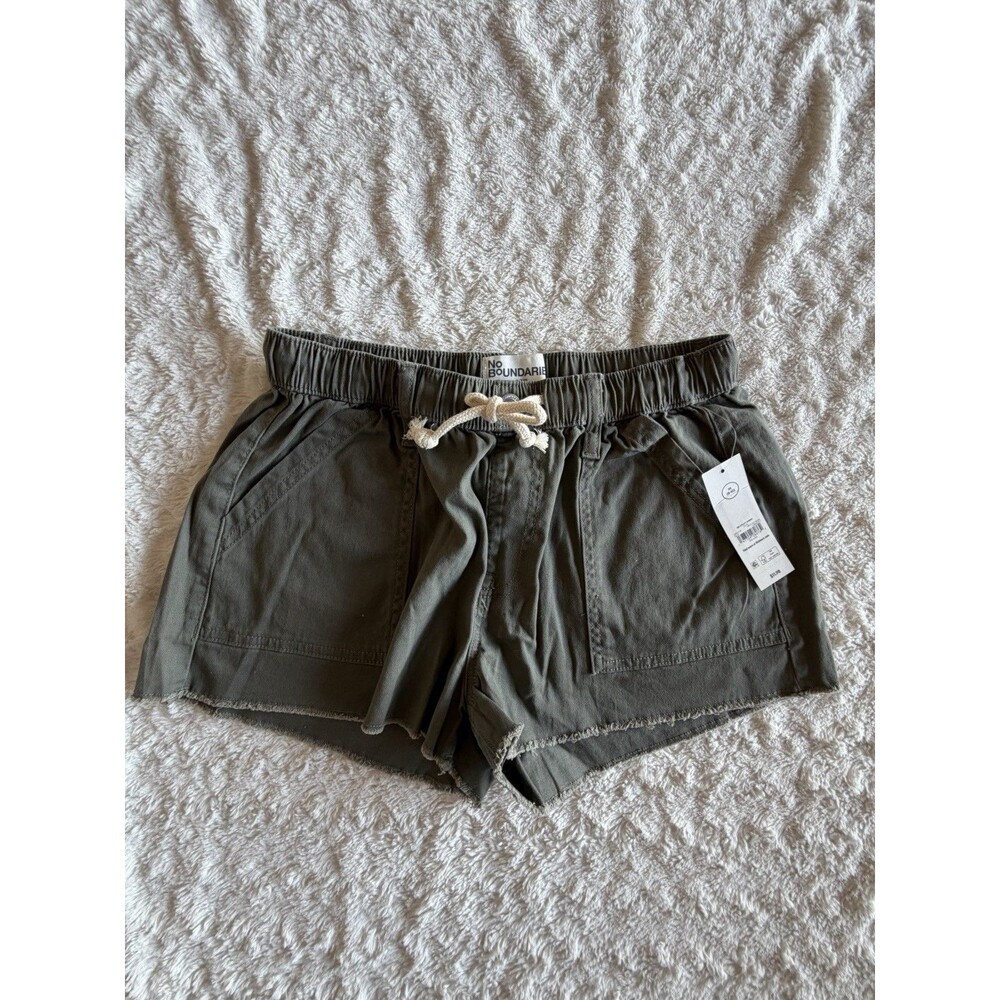No Boundaries Girls Olive Utility Shorts M (8-10) Drawstring Cotton